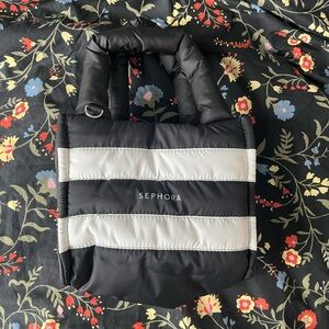 Sephora Black and White Quilted Puffer Tote